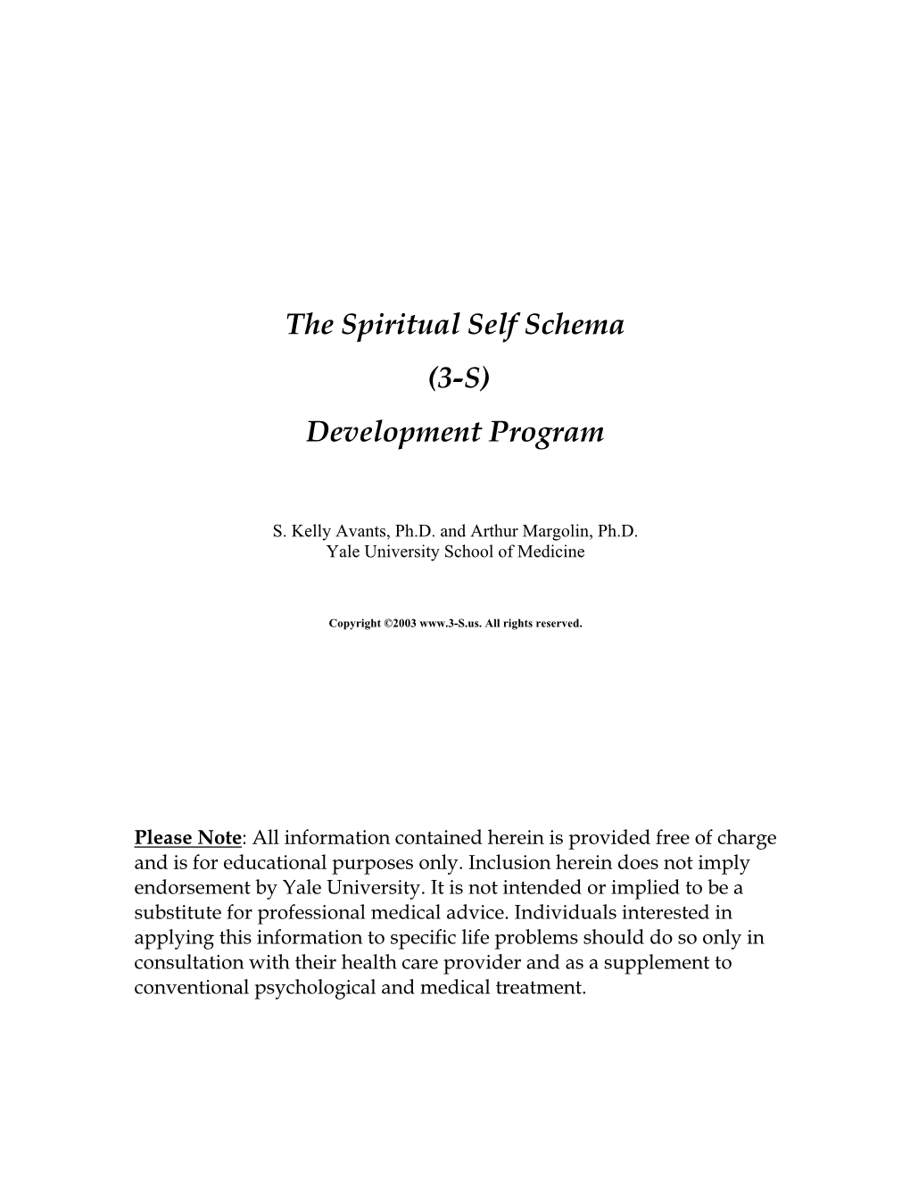 The Spiritual Self Schema (3-S) Development Program