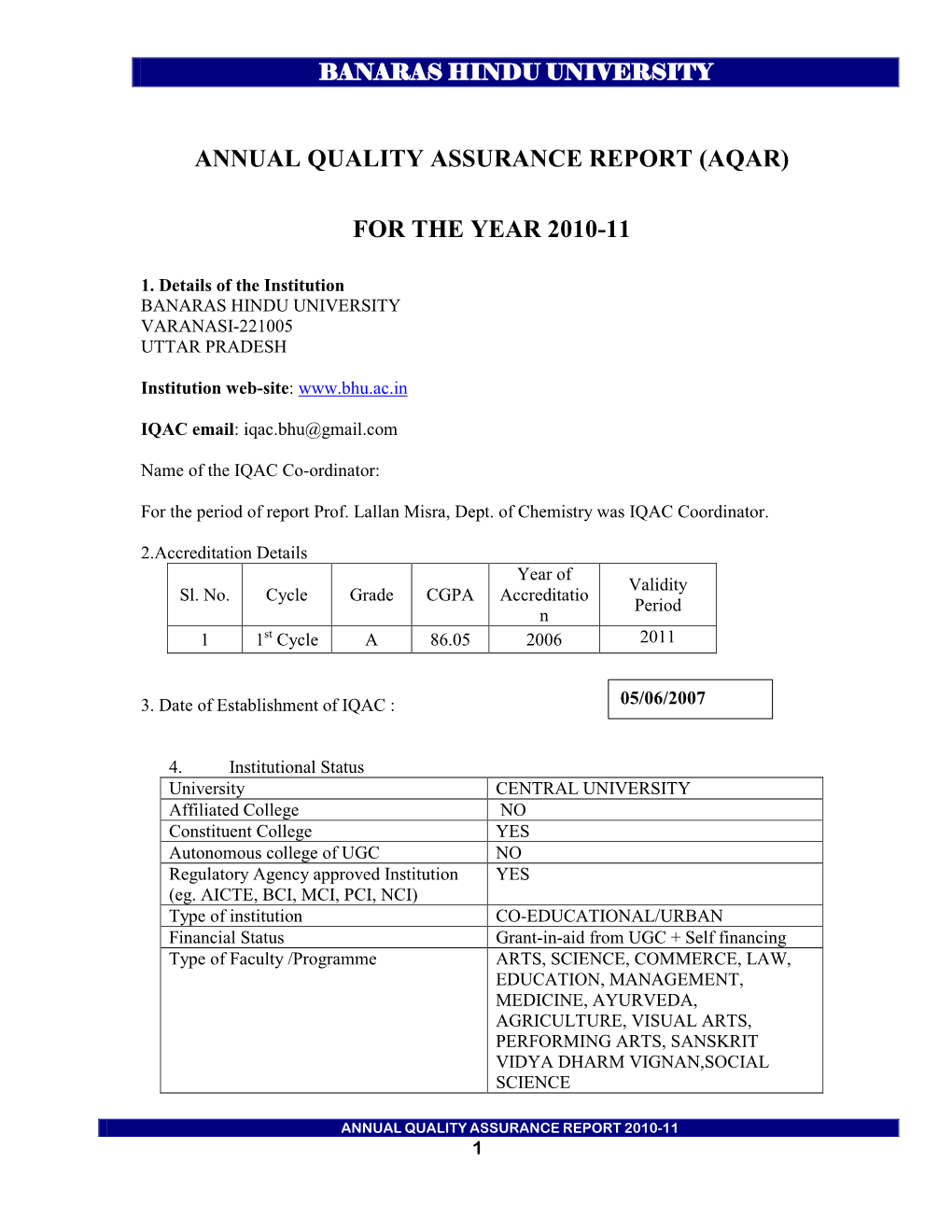 Annual Report Iqac 2010-11