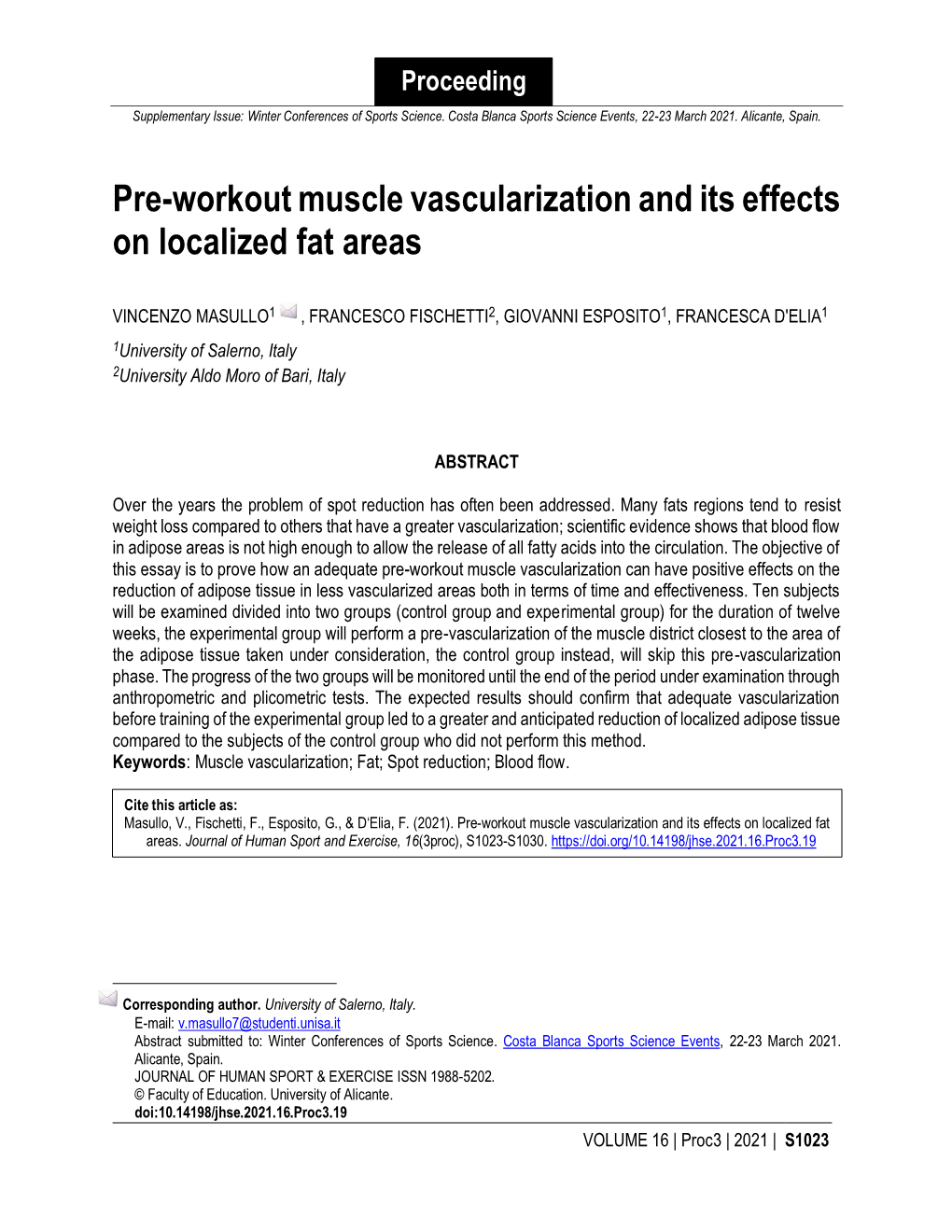 Pre-Workout Muscle Vascularization and Its Effects on Localized Fat Areas