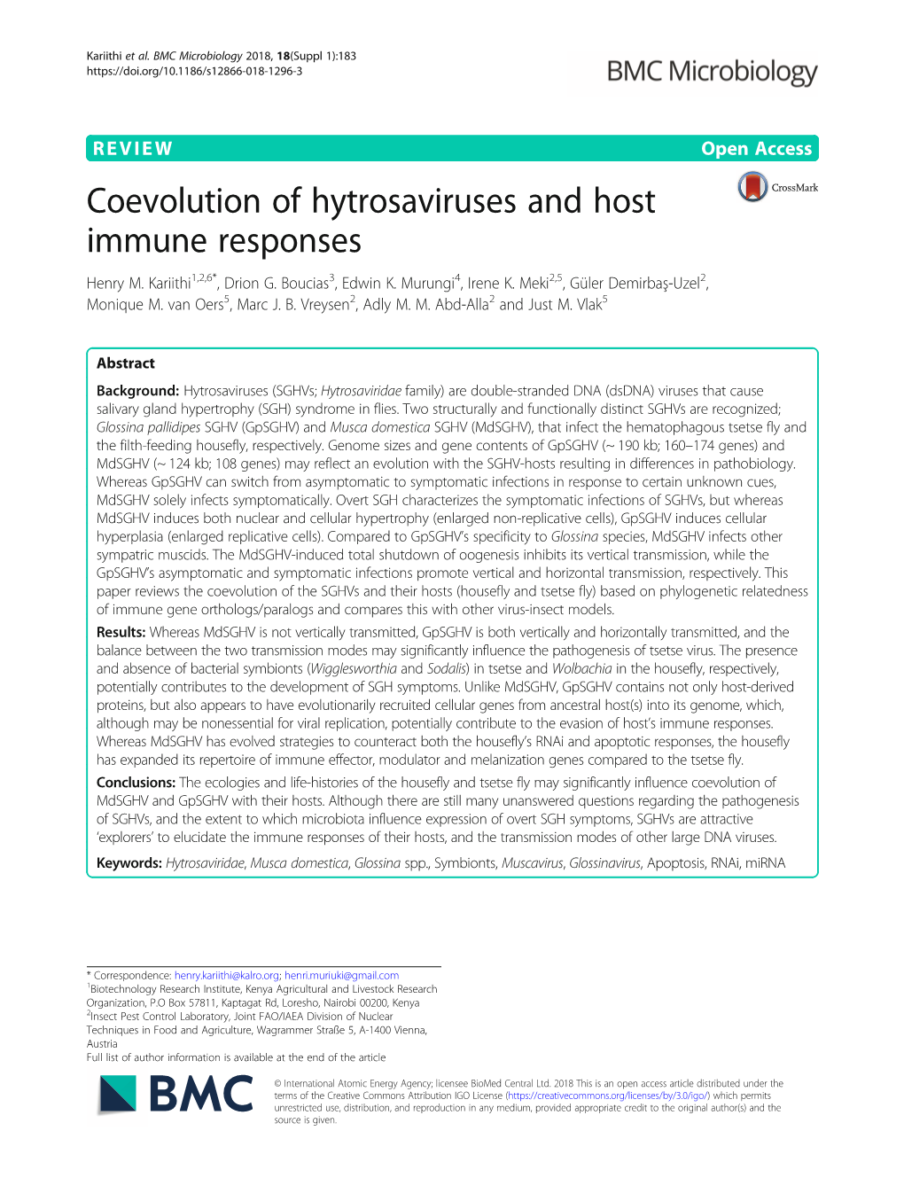 Coevolution of Hytrosaviruses and Host Immune Responses Henry M