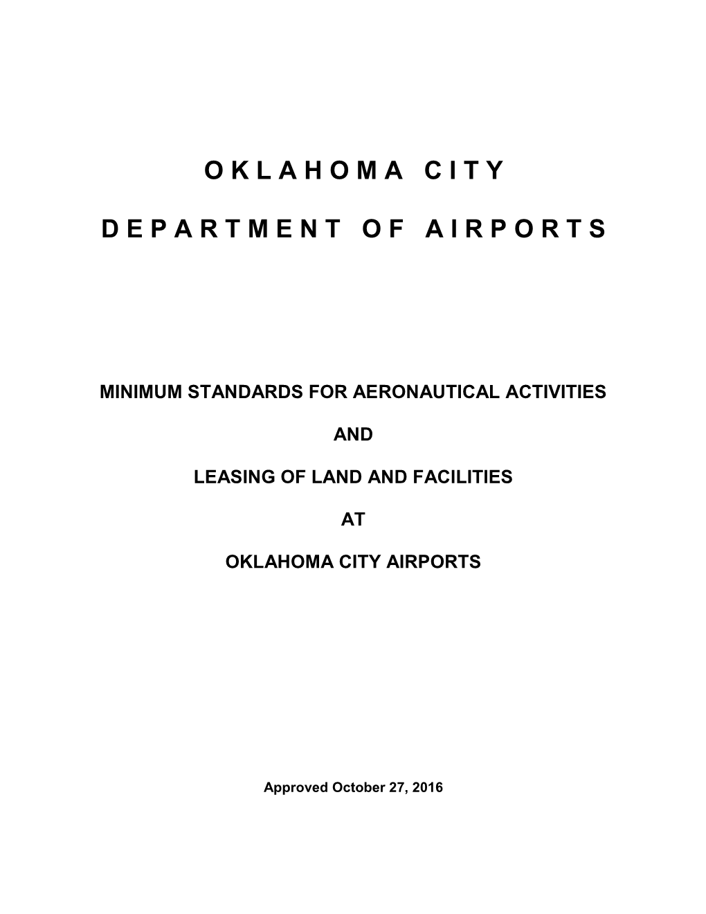 Minimum Standards for Aeronautical Activities and Leasing of Land And