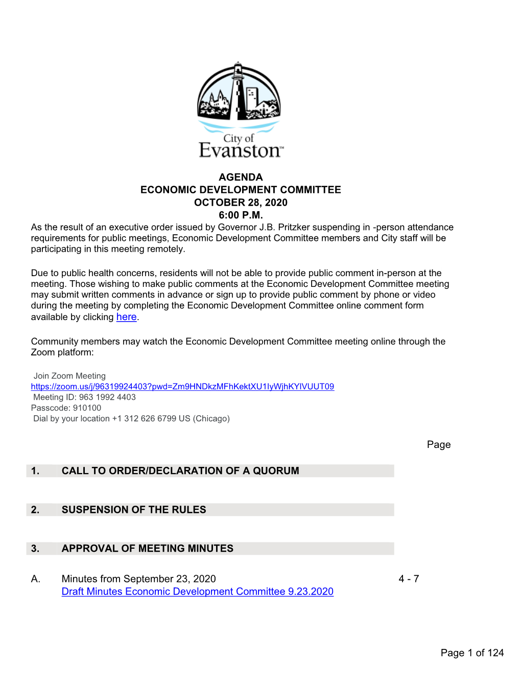 Economic Development Committee October 28, 2020 6:00 P.M