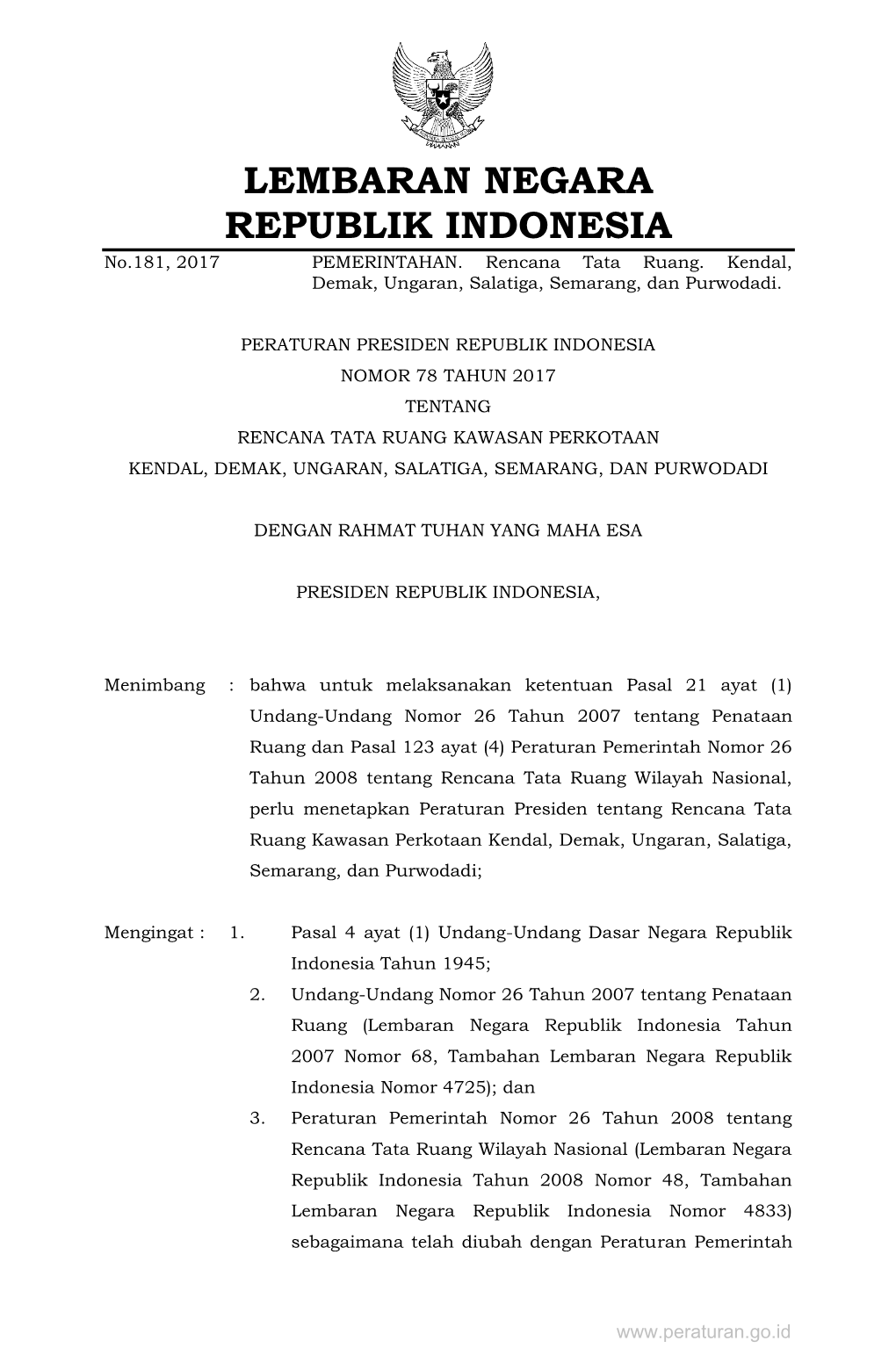 LEMBARAN NEGARA REPUBLIK INDONESIA No.181, 2017 PEMERINTAHAN