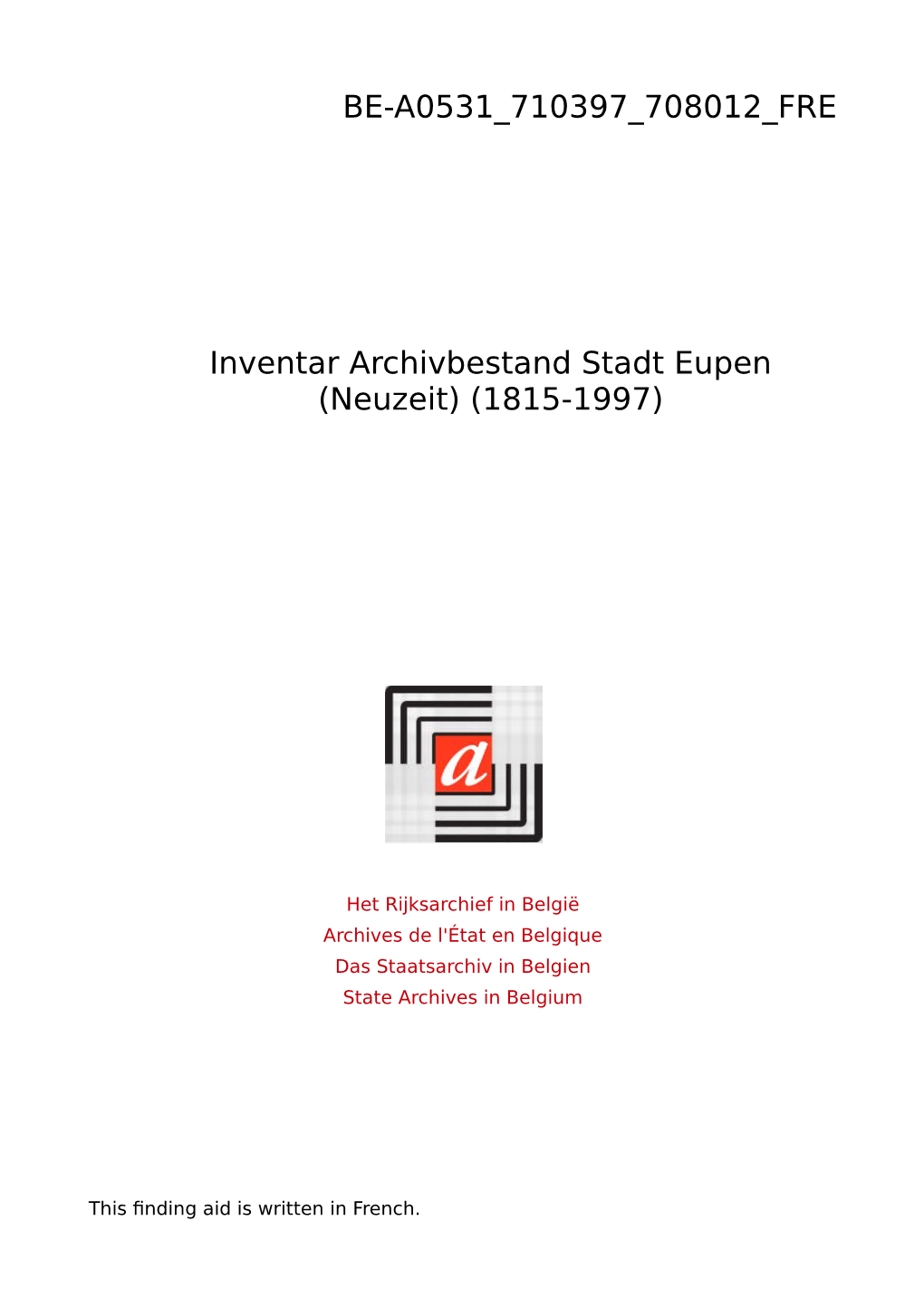 Stadt Eupen (Neuzeit) (1815-1997)