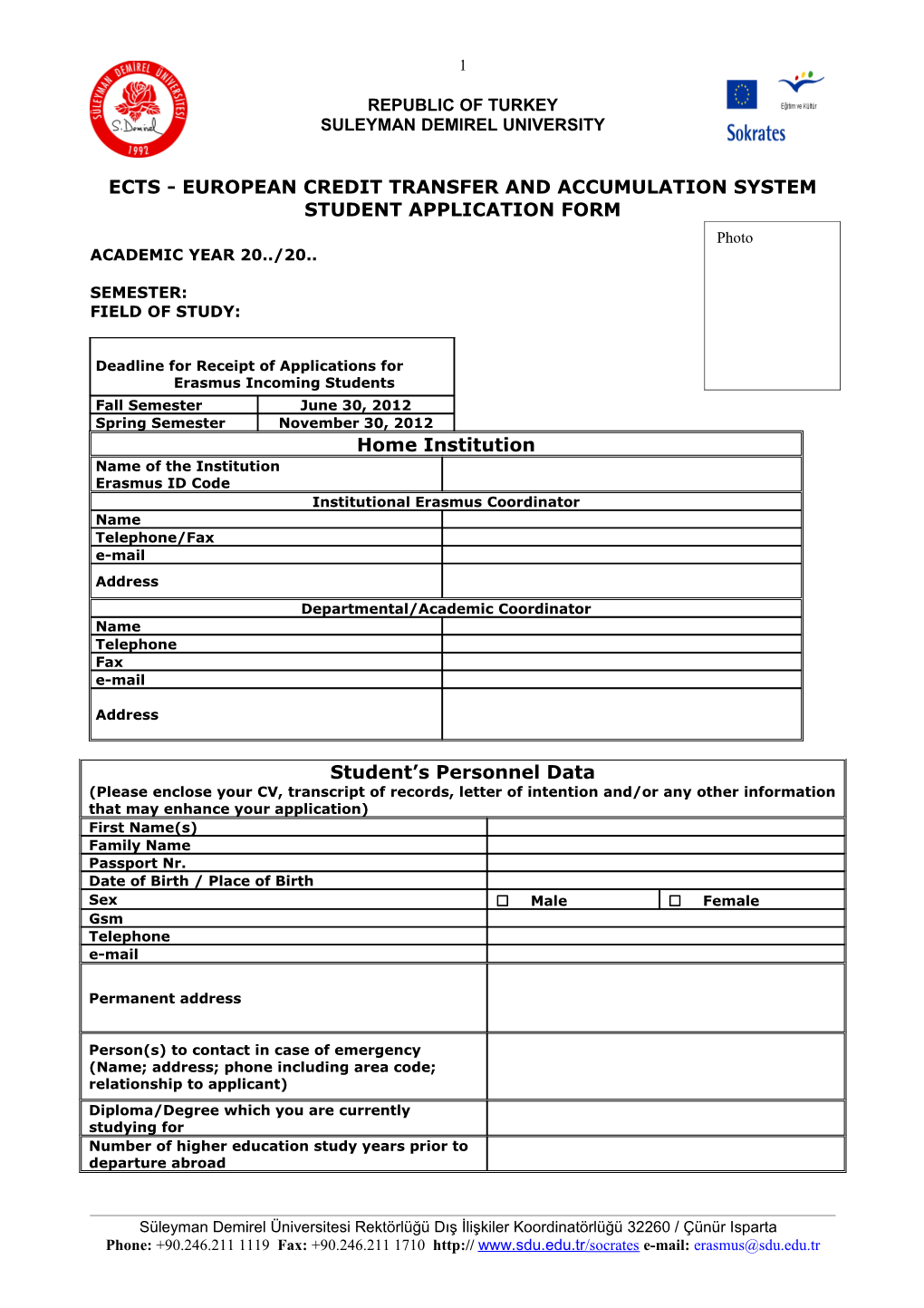 Erasmus Student Application Form s1