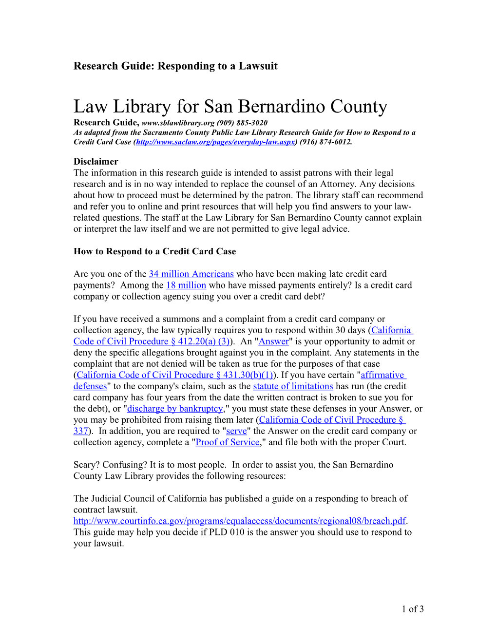 Law Library for San Bernardino County