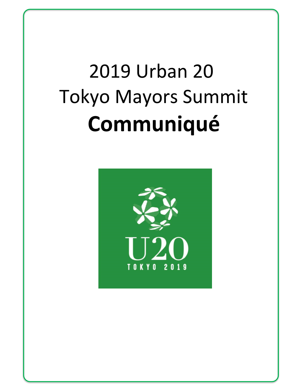 U20 Tokyo Communique