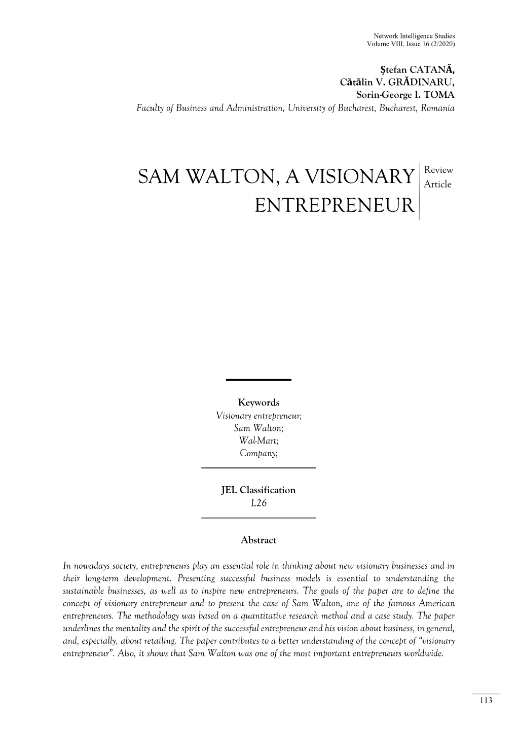 Sam Walton, a Visionary Entrepreneur