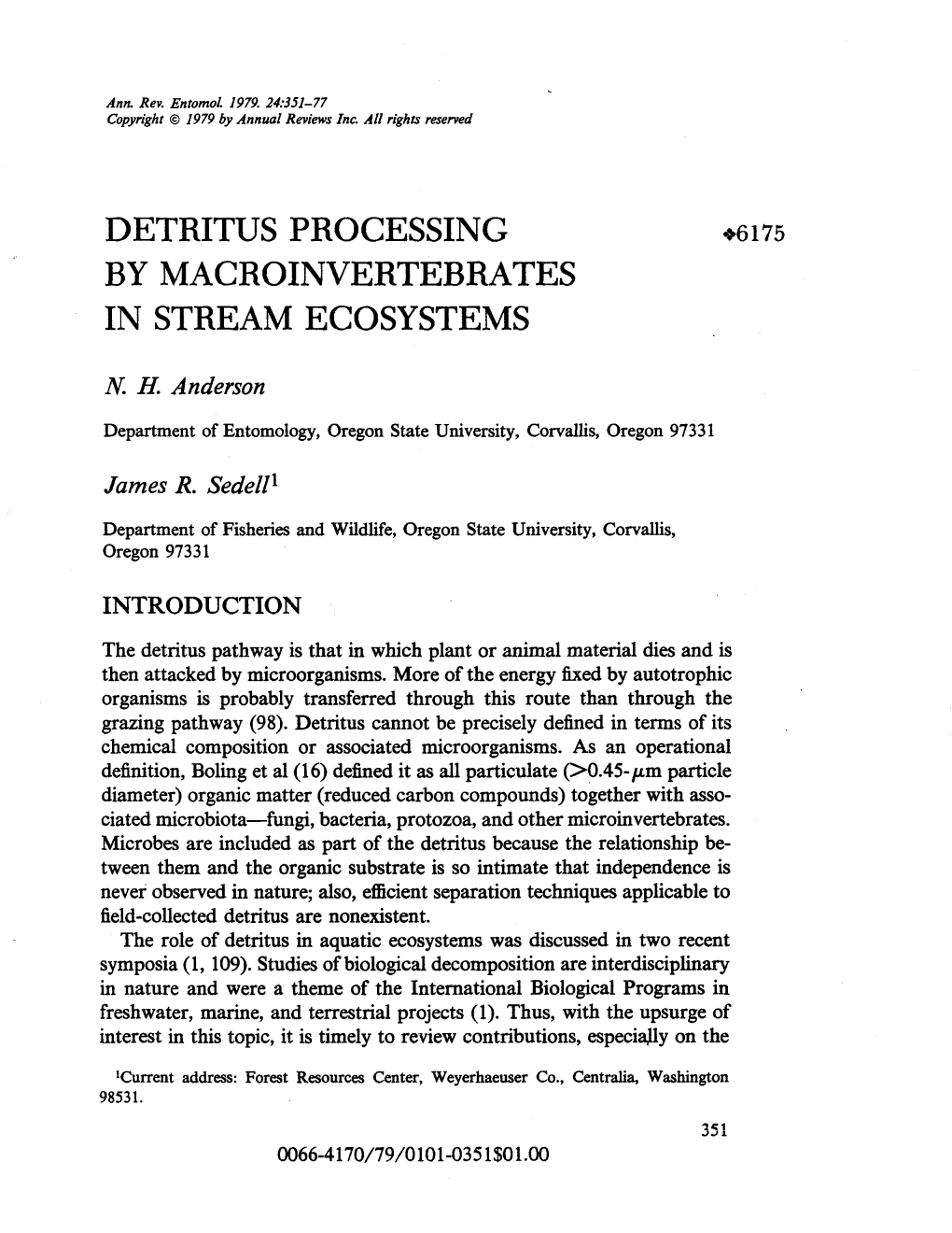 Detritus Processing by Macroinvertebrates In