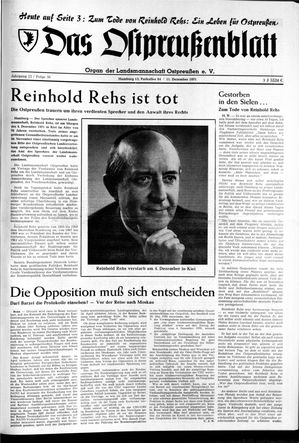 Reinhold Rehs Ist Tot in Den Sielen