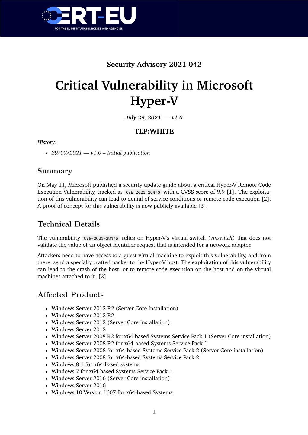 Critical Vulnerability in Microsoft Hyper-V