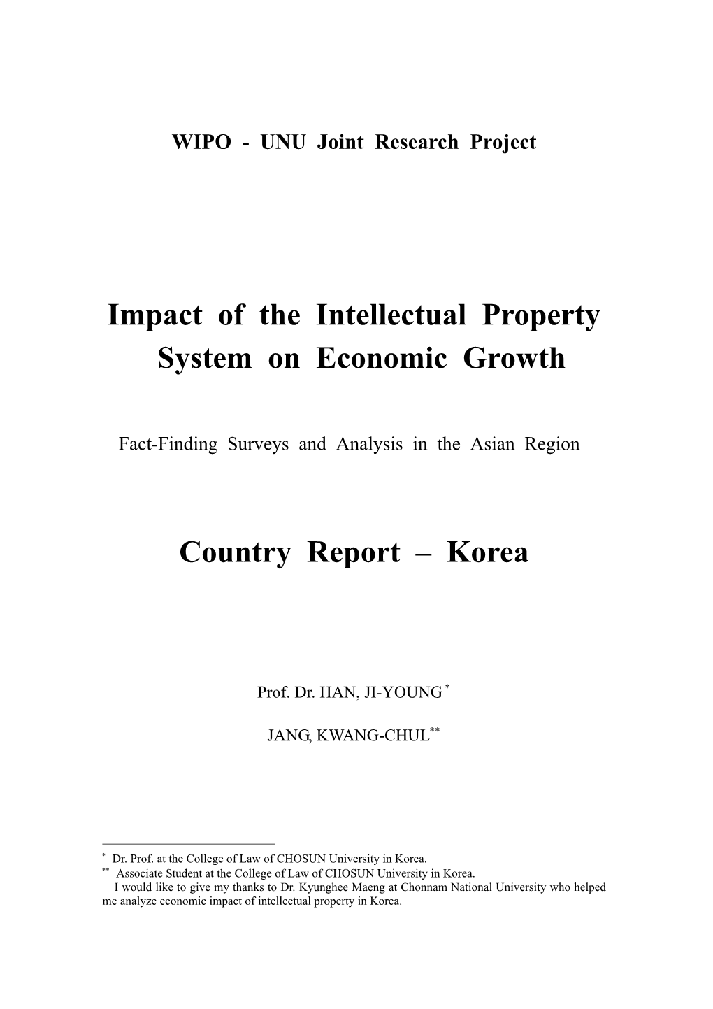 Impact of the Intellectual Property System on Economic Growth