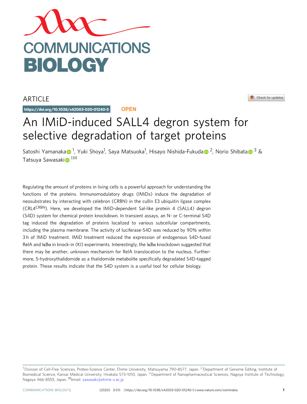 An Imid-Induced SALL4 Degron System for Selective Degradation of Target Proteins