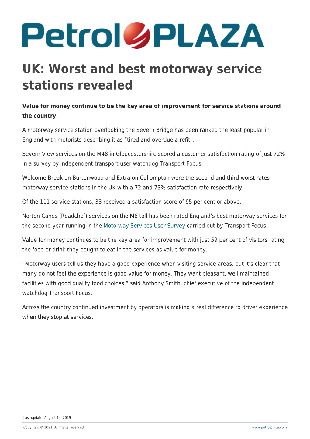 UK: Worst and Best Motorway Service Stations Revealed