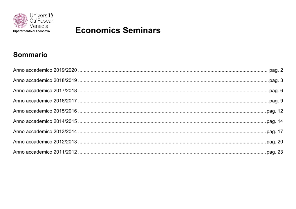 Economics Seminars