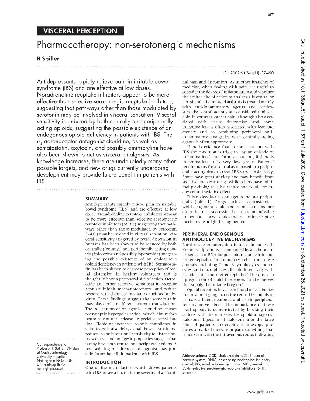 Non-Serotonergic Mechanisms R Spiller