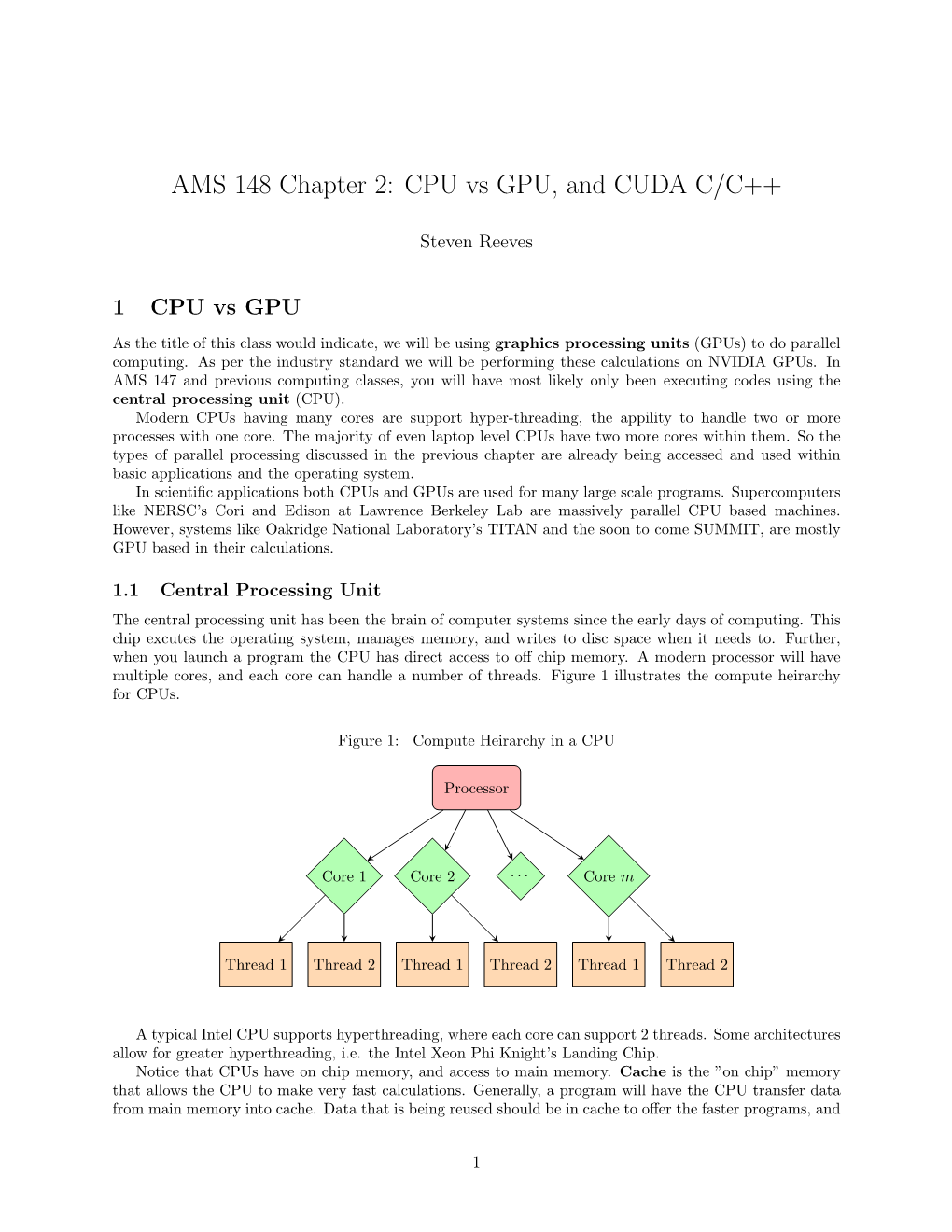 AMS 148 Chapter 2: CPU Vs GPU, and CUDA C/C++