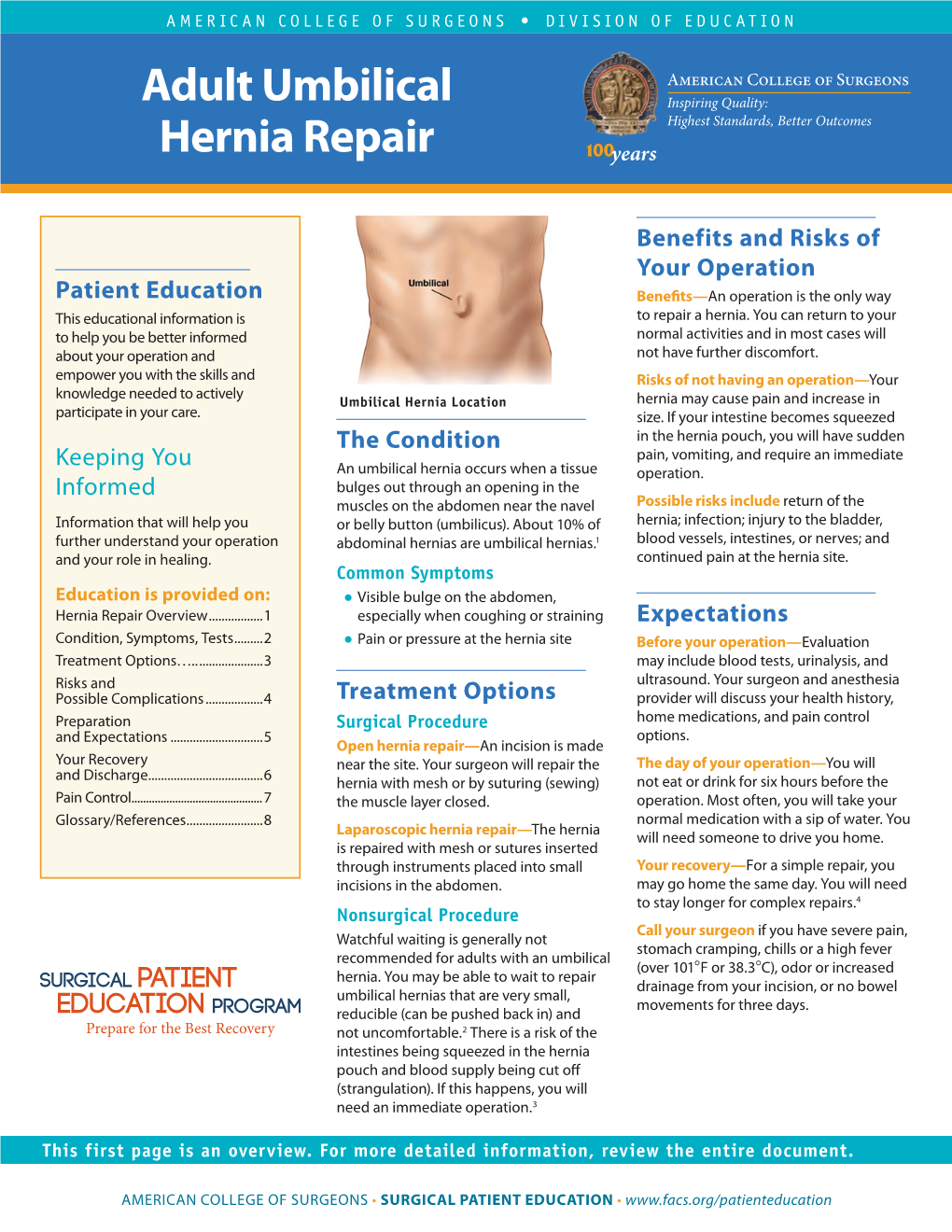 Adult Umbilical Hernia Repair