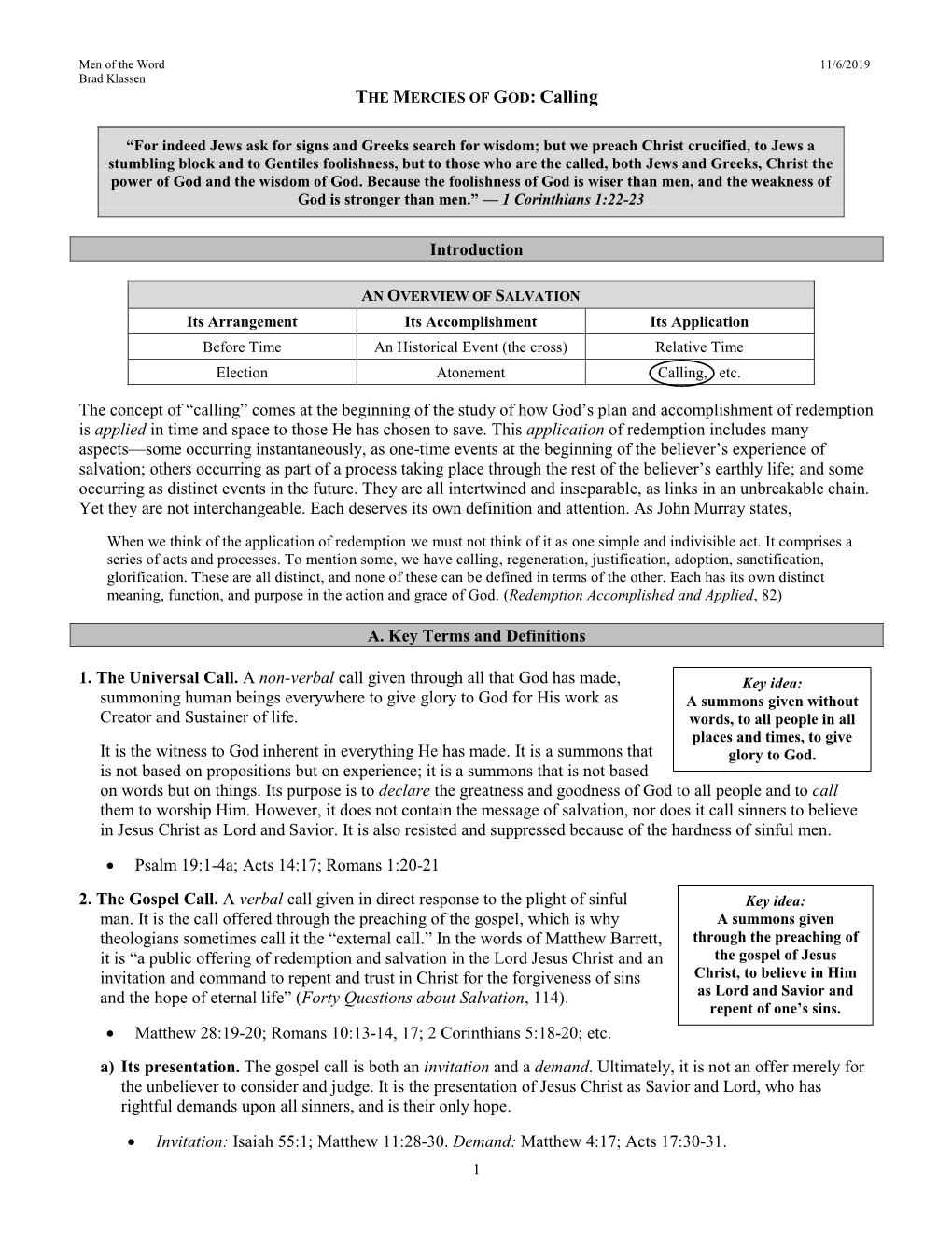 Introduction the Concept of “Calling” Comes at the Beginning of the Study