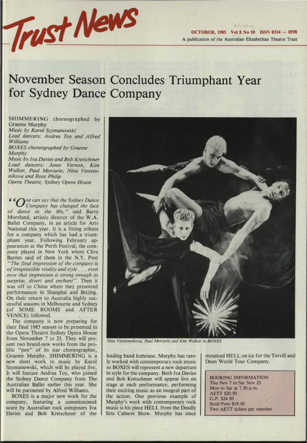 November Season Concludes Triumphant Year for Sydney Dance Company