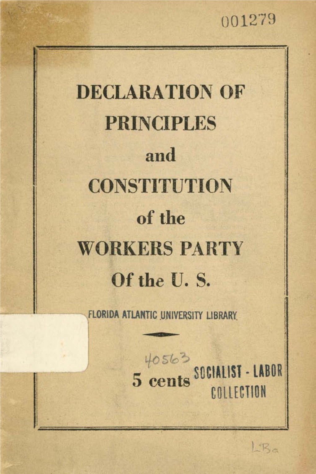 DECLARATION of PRINCIPLES CONSTITUTION of the WORKERS