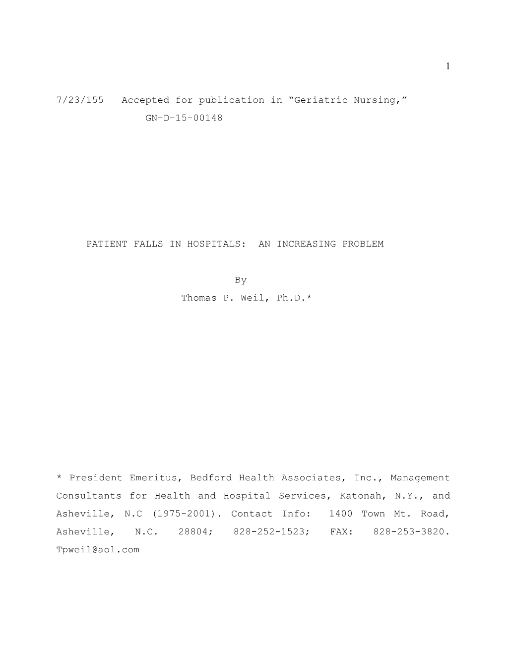 7/23/155 Accepted for Publication in Geriatric Nursing