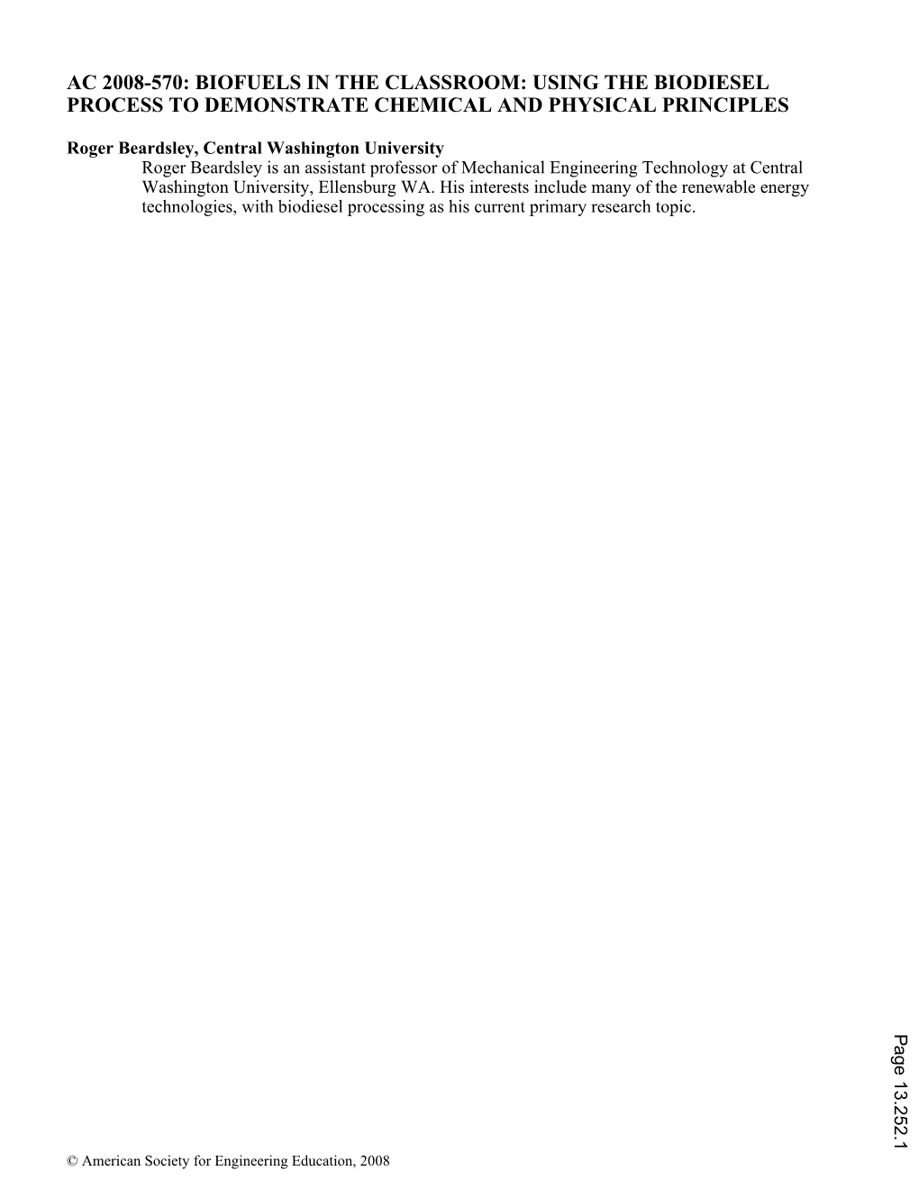 Using the Biodiesel Process to Demonstrate Chemical and Physical Principles