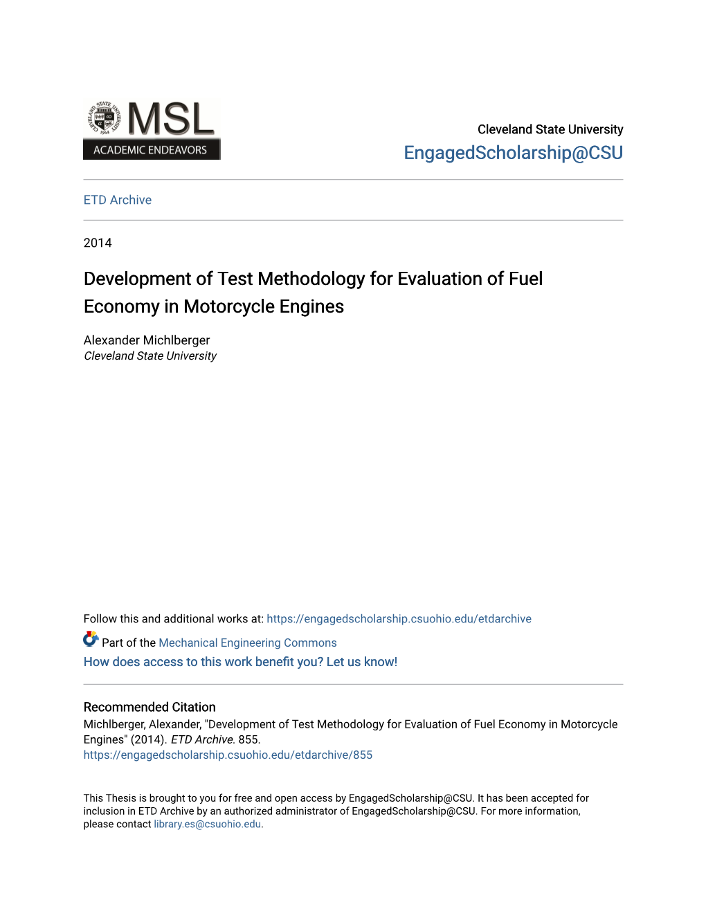 Development of Test Methodology for Evaluation of Fuel Economy in Motorcycle Engines