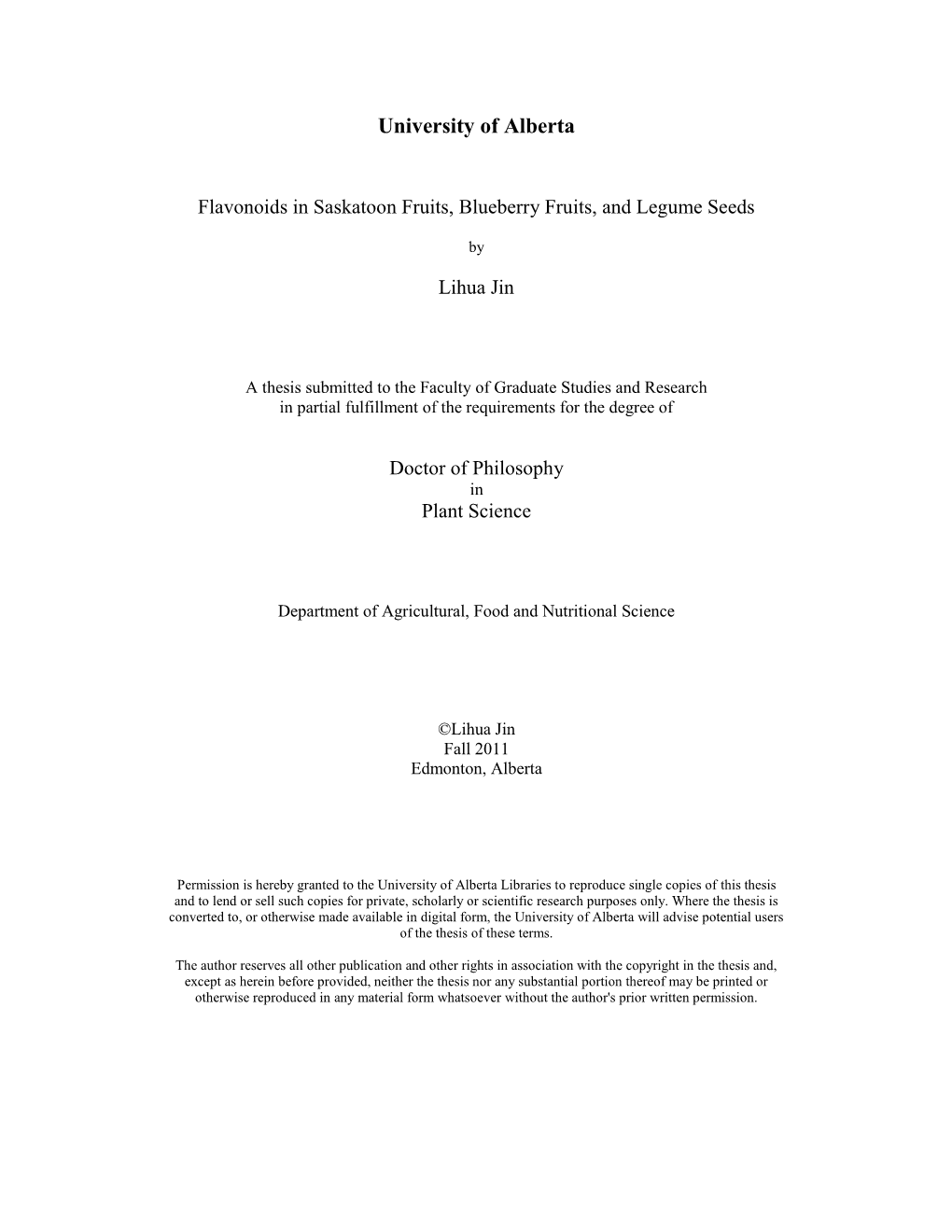 Flavonoids in Saskatoon Fruits, Blueberry Fruits, and Legume Seeds