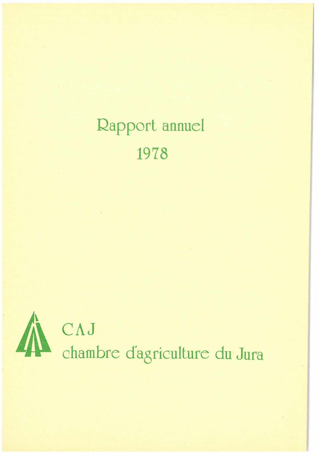 Rapport Annuel CAJ Chambre D'agriculture Du Jura