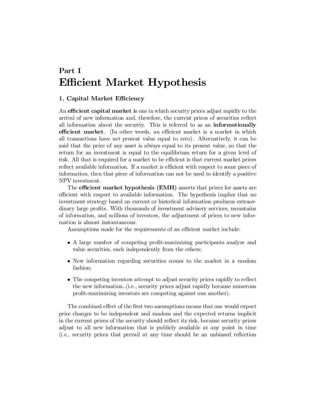 Efficient Market Hypothesis