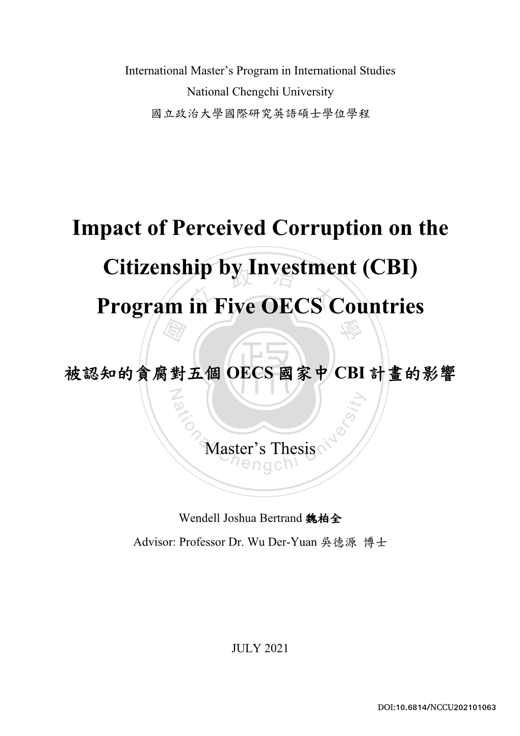 Impact of Perceived Corruption on the Citizenship By