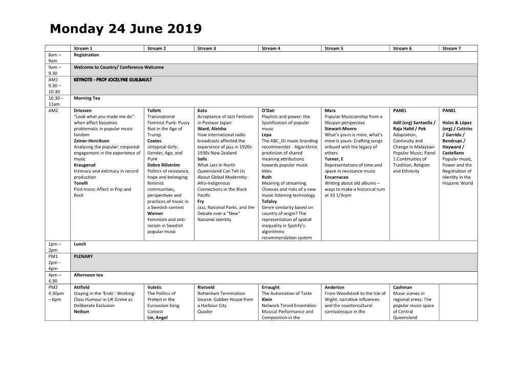 Monday 24 June 2019