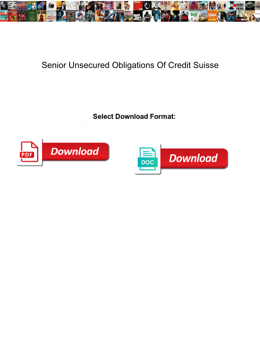 Senior Unsecured Obligations of Credit Suisse
