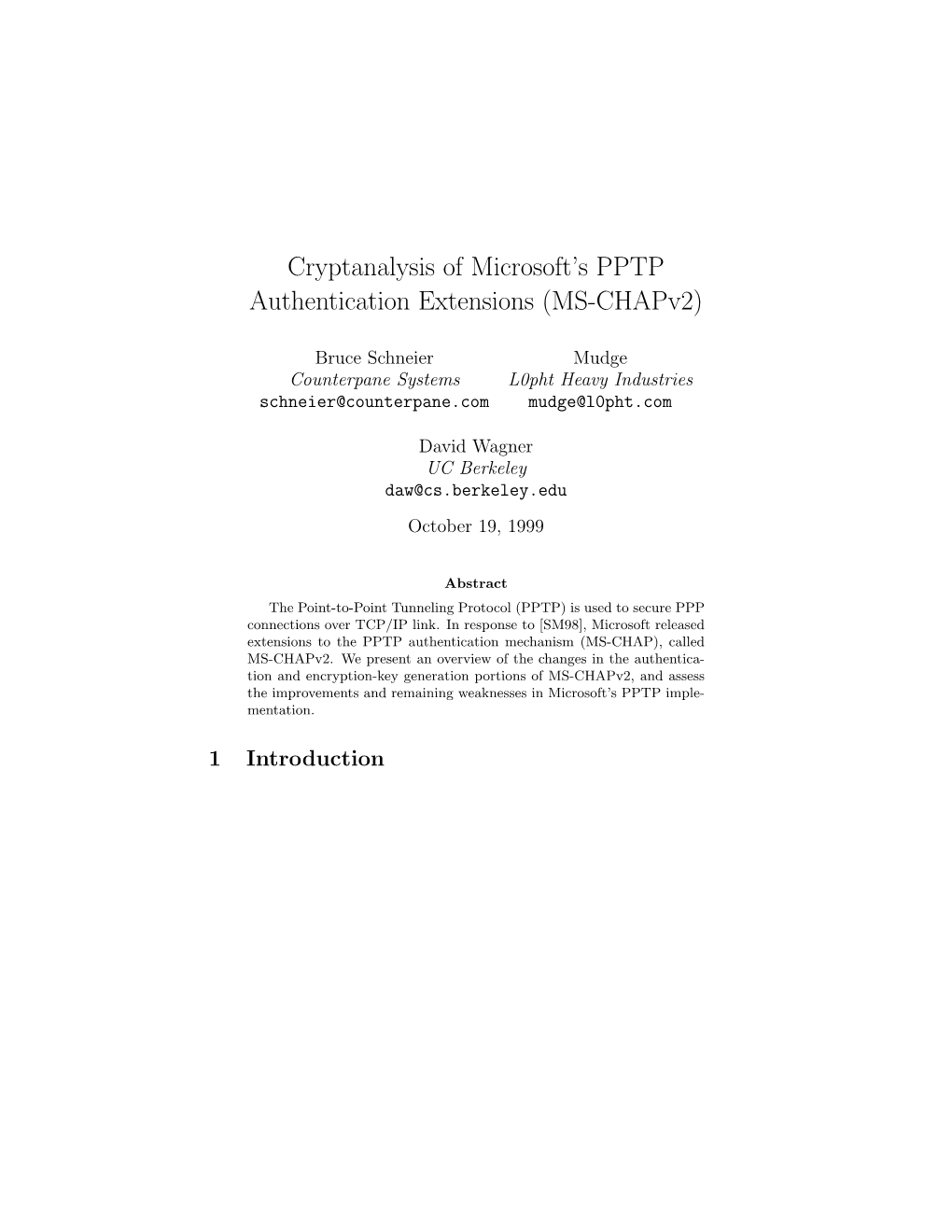 Cryptanalysis of Microsoft's PPTP Authentication Extensions (MS