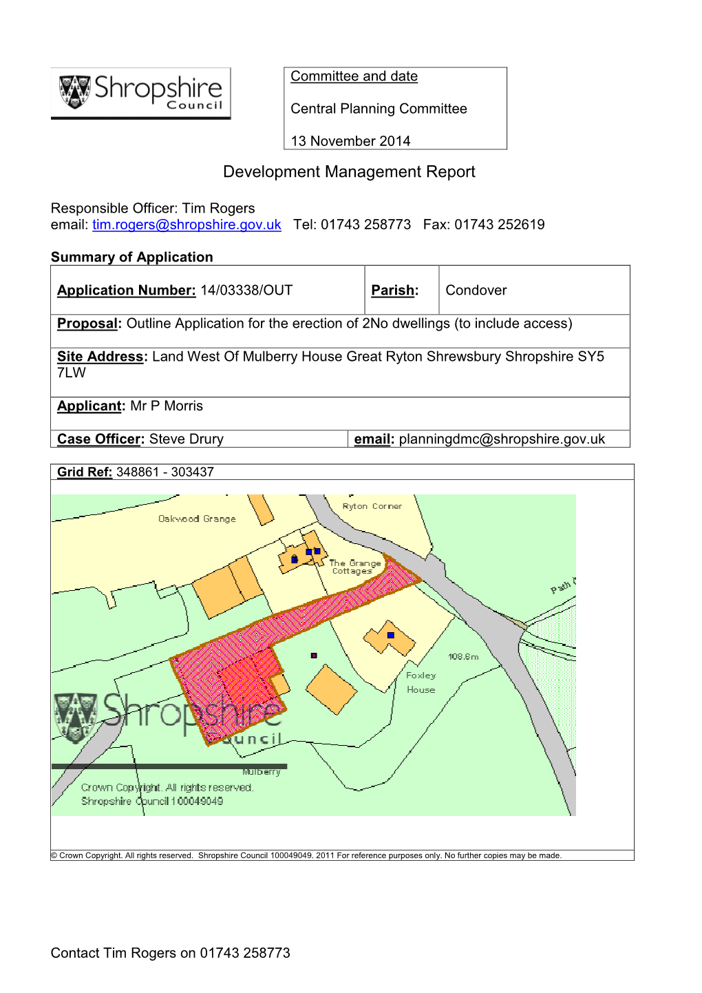 Land West of Mulberry House Great Ryton Shrewsbury Shropshire SY5 7LW