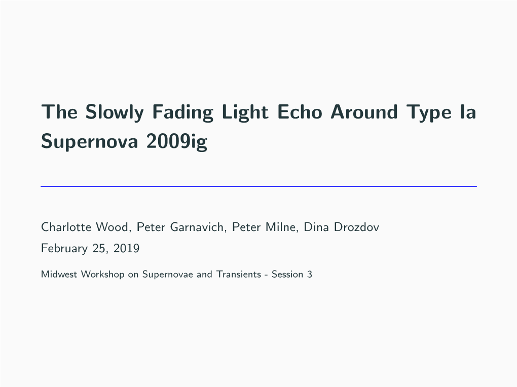 The Slowly Fading Light Echo Around Type Ia Supernova 2009Ig