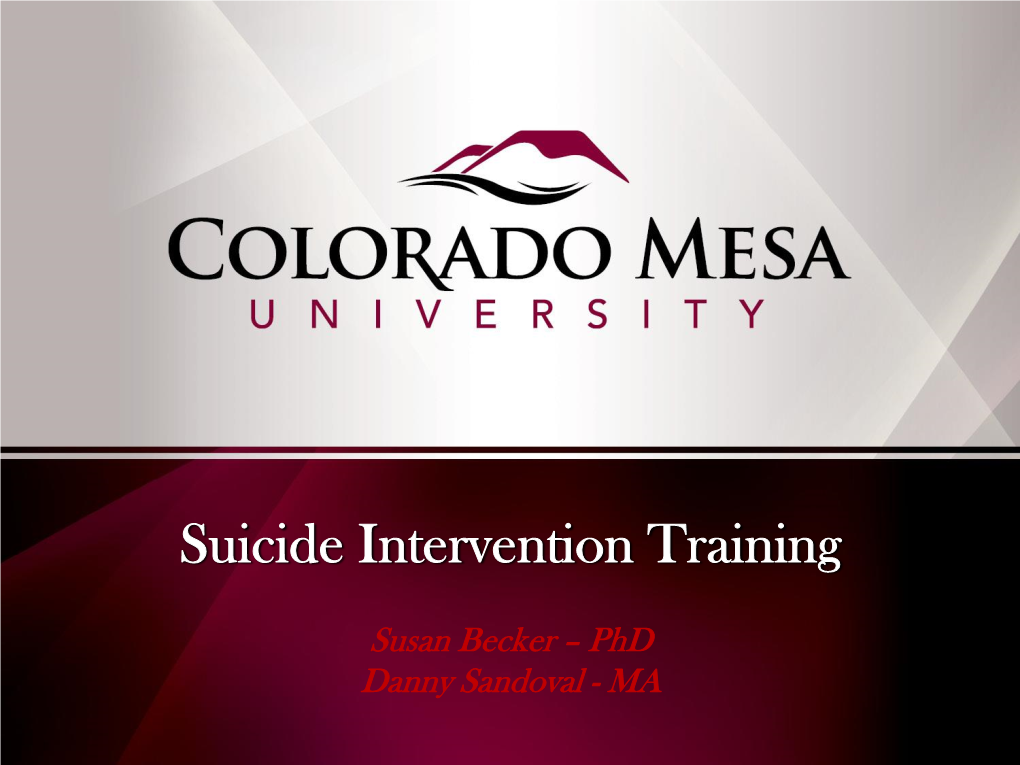 Suicide Intervention Training