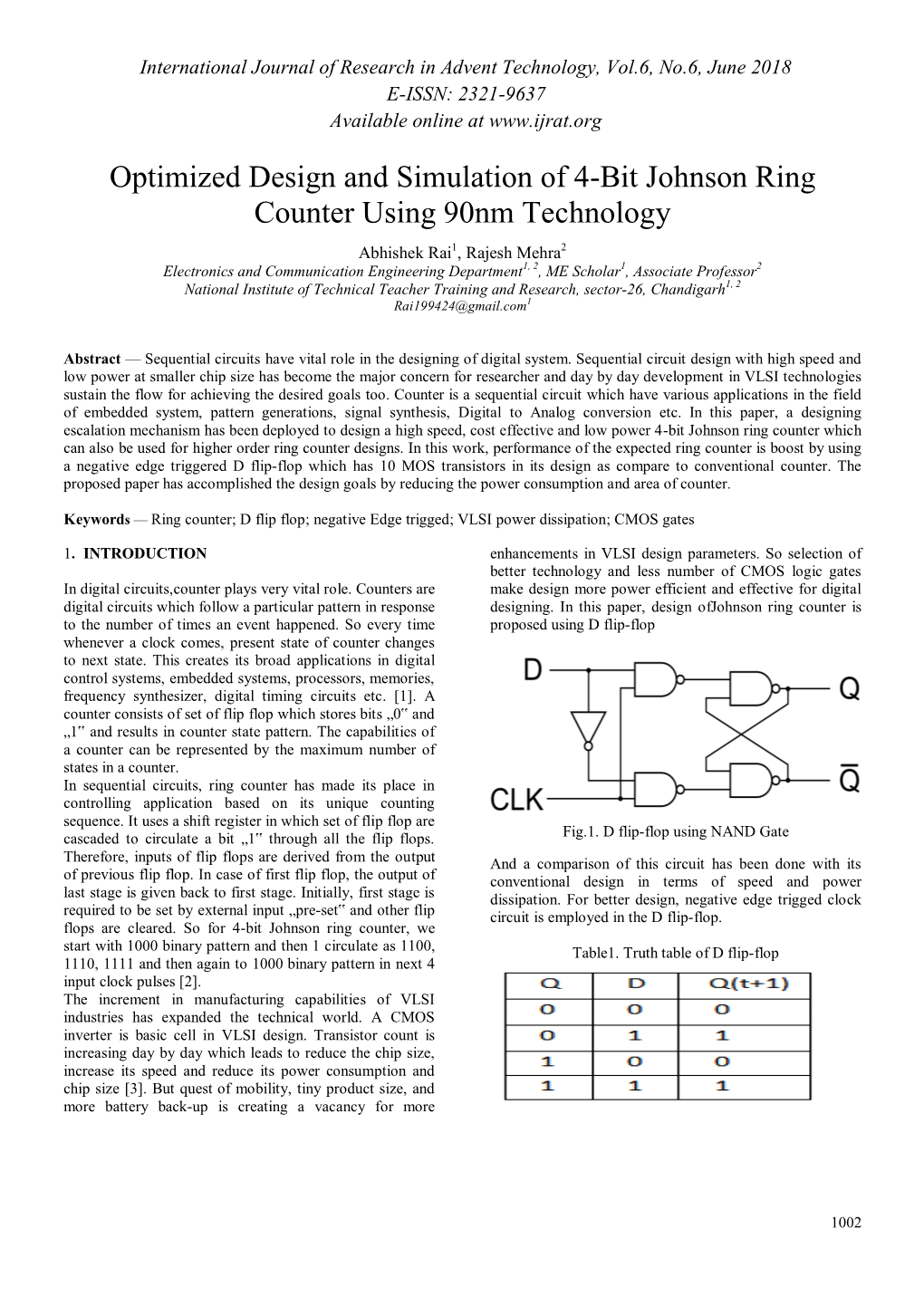 Optimized Design and Simulation of 4-Bit Johnson Ring Counter Using 90Nm Technology