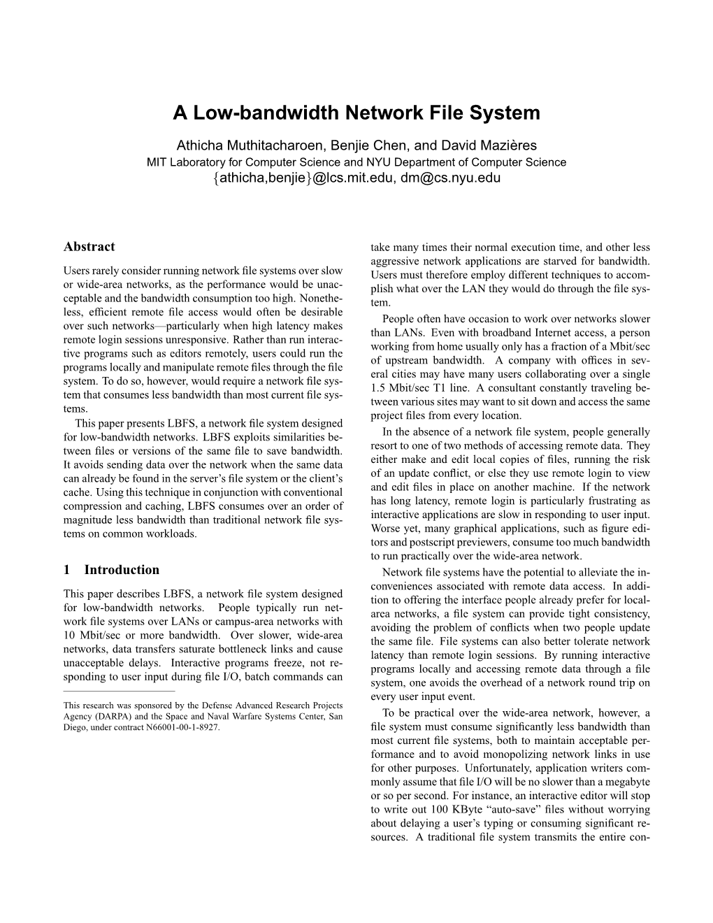 A Low-Bandwidth Network File System