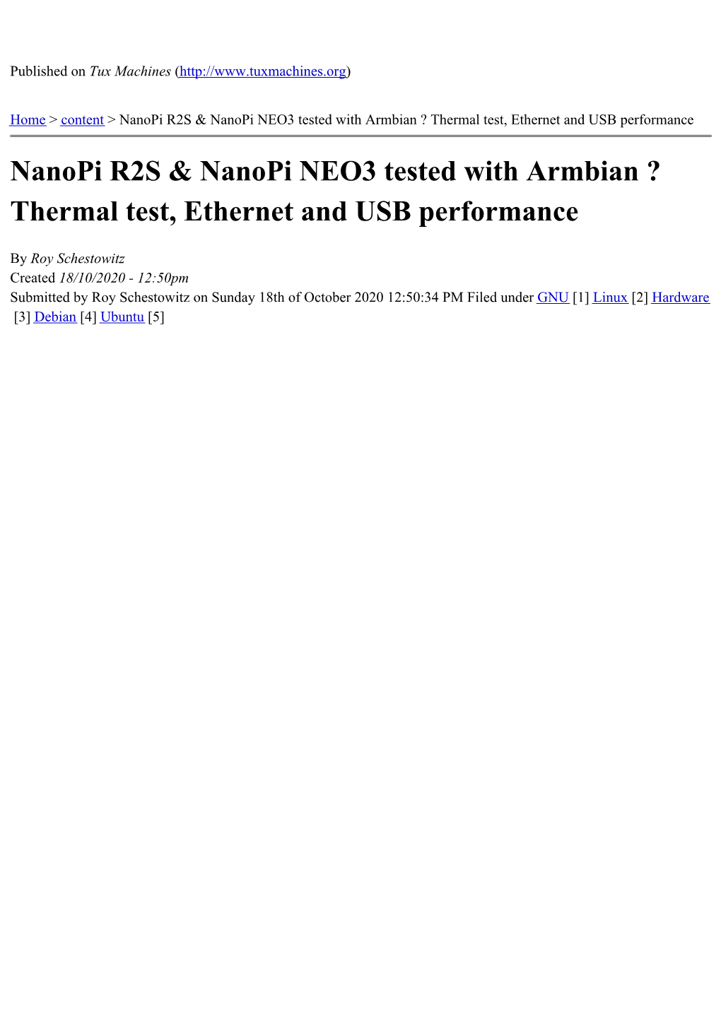 Nanopi R2S & Nanopi NEO3 Tested with Armbian ? Thermal Test, Ethernet and USB Performance