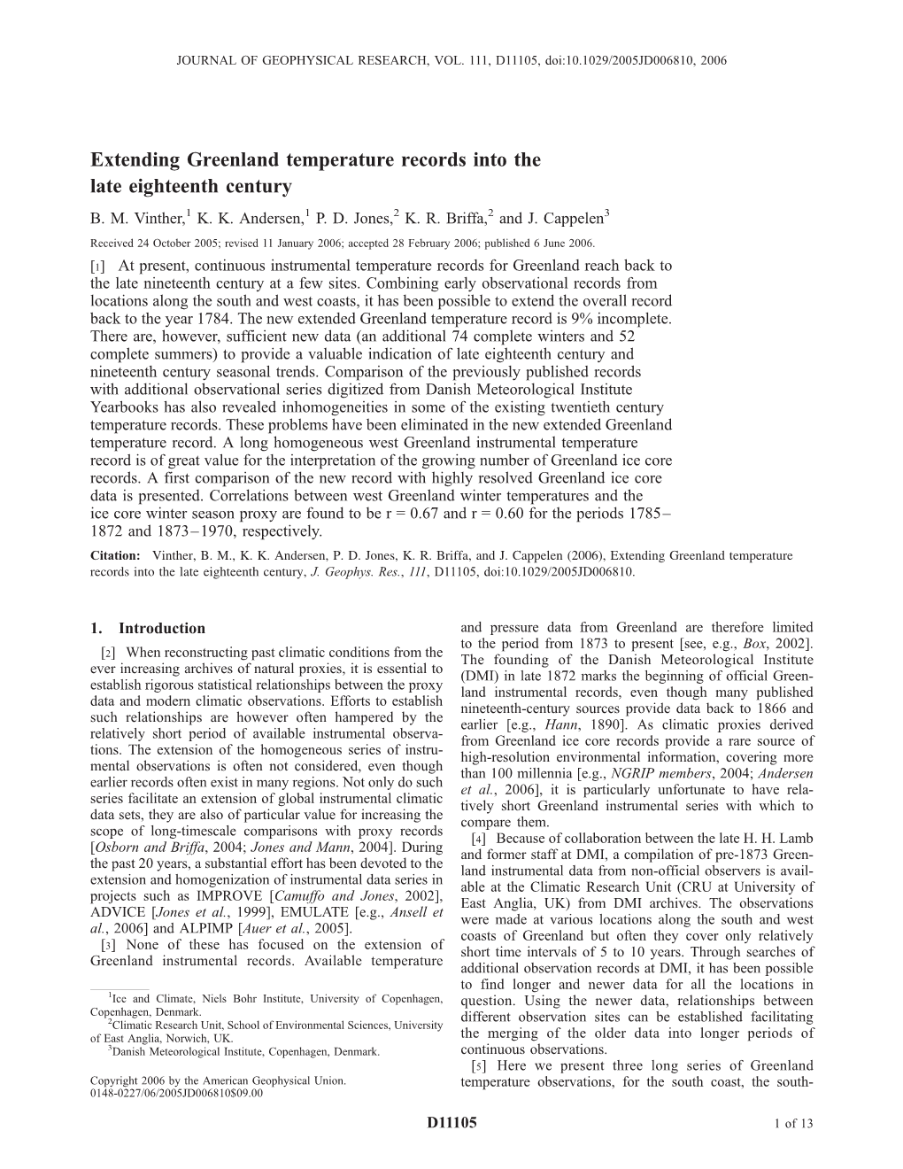 Extending Greenland Temperature Records Into the Late Eighteenth Century B