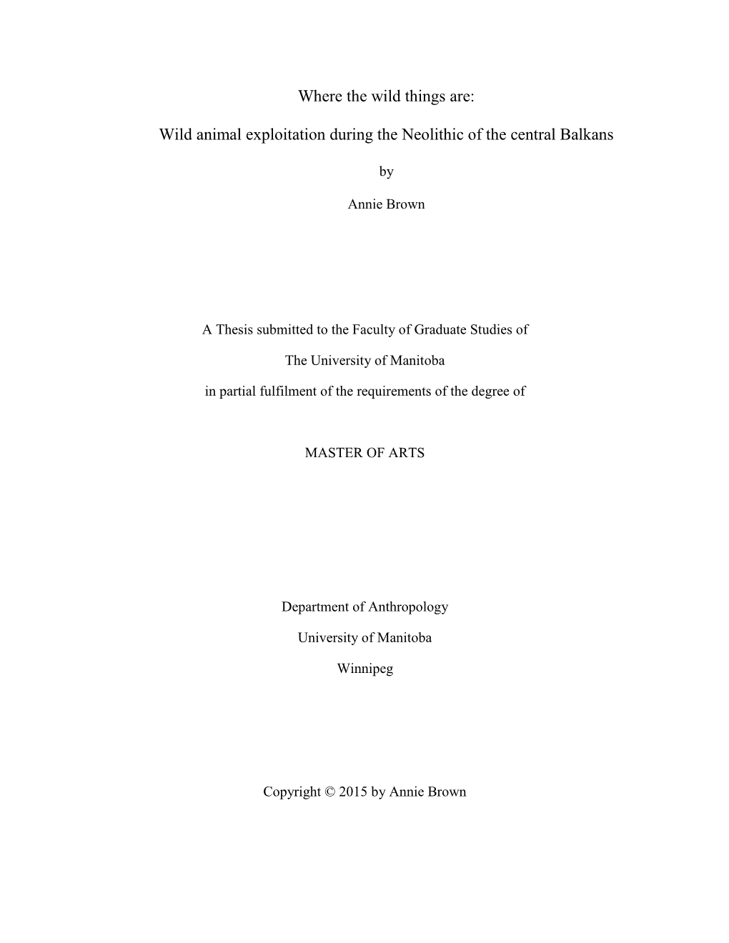 Wild Animal Exploitation During the Neolithic of the Central Balkans