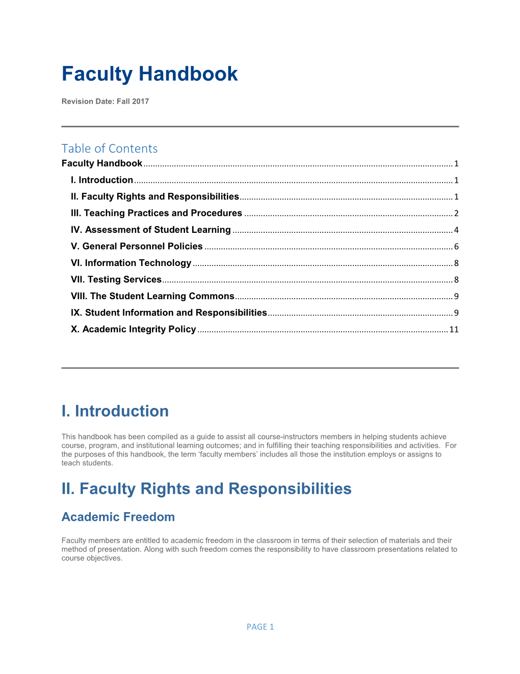 Faculty Handbook