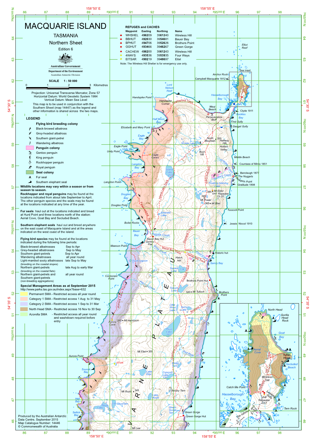 MACQUARIE ISLAND Waypoint Easting Northing Name