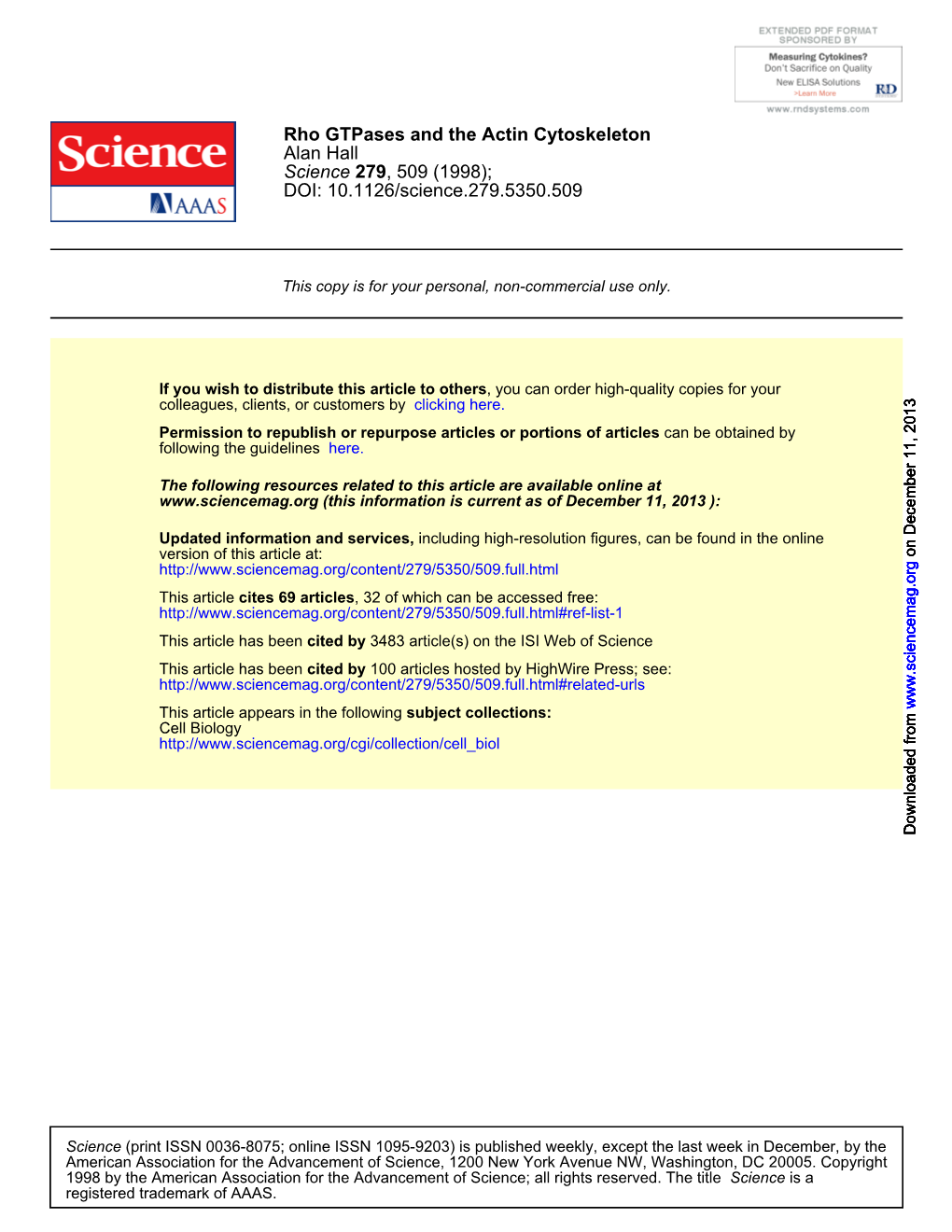 DOI: 10.1126/Science.279.5350.509 , 509 (1998); 279 Science Alan Hall