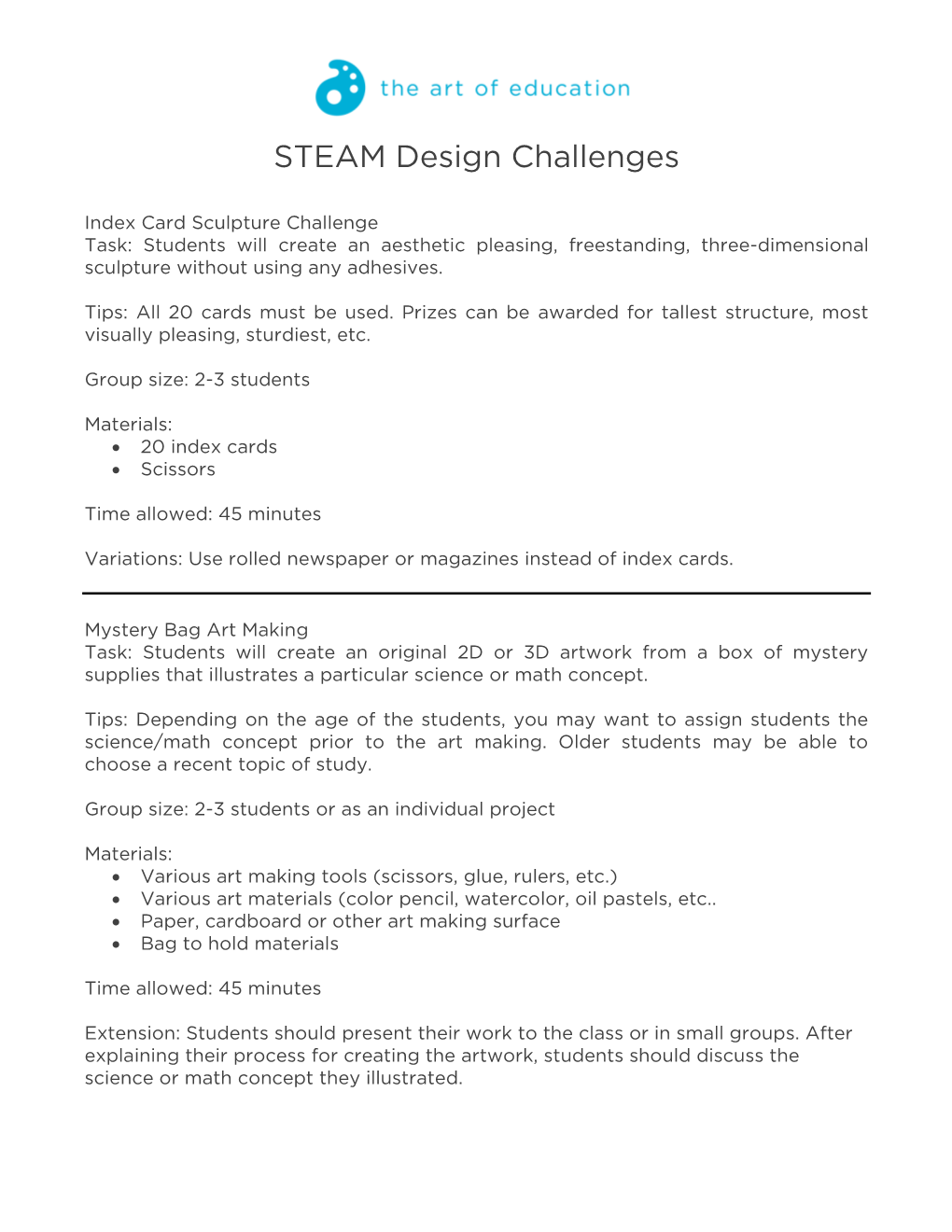 STEAM Design Challenges