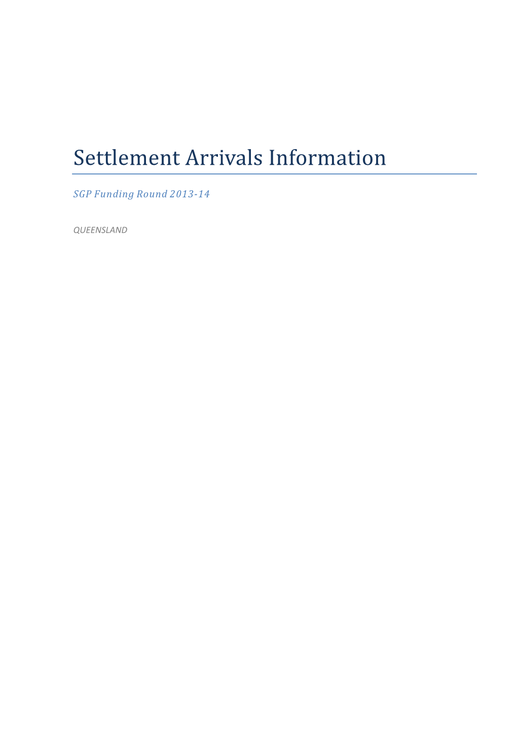 QLD 2013-14 Settlement Arrivals