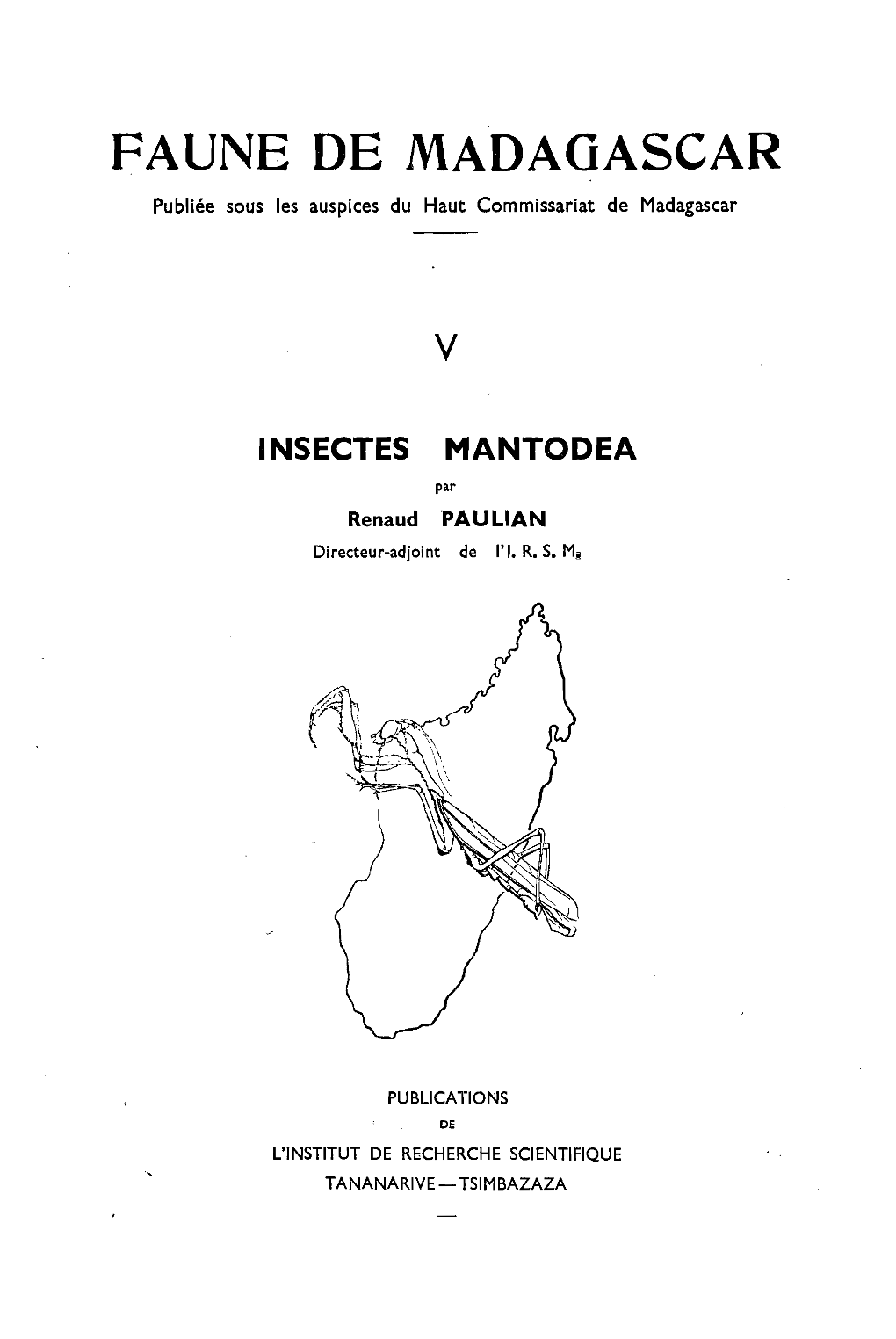 INSECTES MANTODEA Par Renaudpaulian Directeur-Adjoint De L' 1