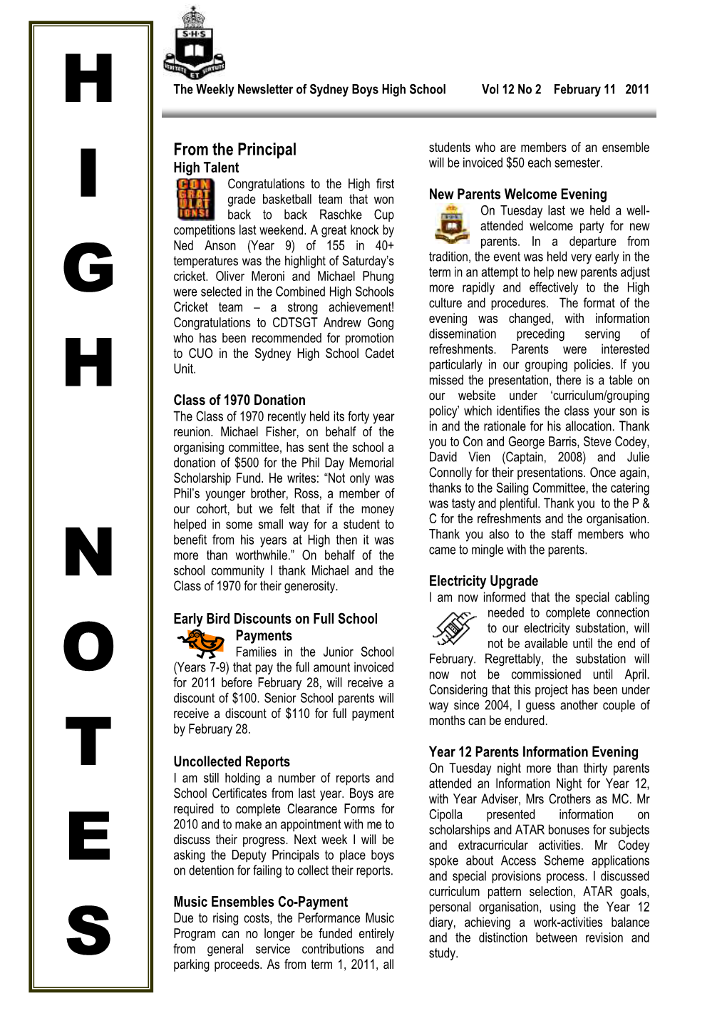 High Notes, Vol 12 No 2, February 11 2011